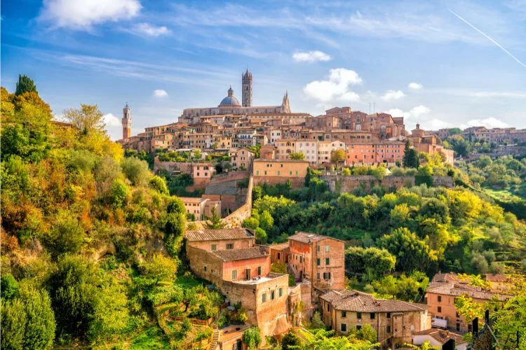 La ville de Vérone au nord de l'Italie vue de loin.