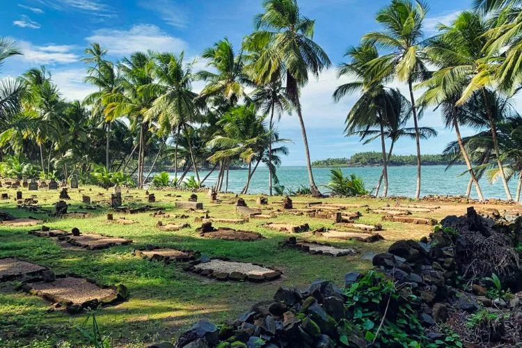 Un cimetière de l'île royal près de la Guyane française.