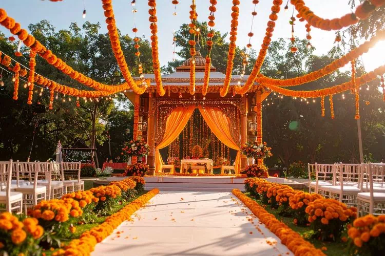 Guirlande de soucis pour un mariage hindou