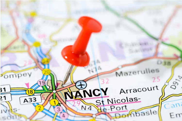 Ville de Nancy sur une carte